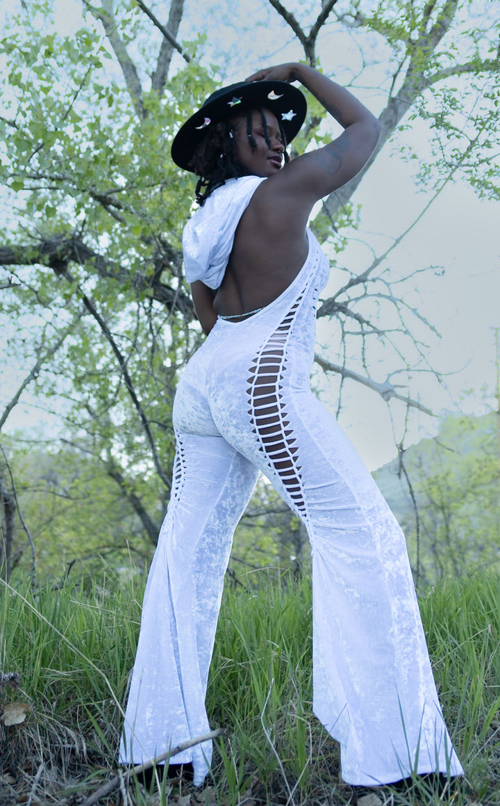 Snip Tease - White Velvet Mystique Onesie - Limited Edition