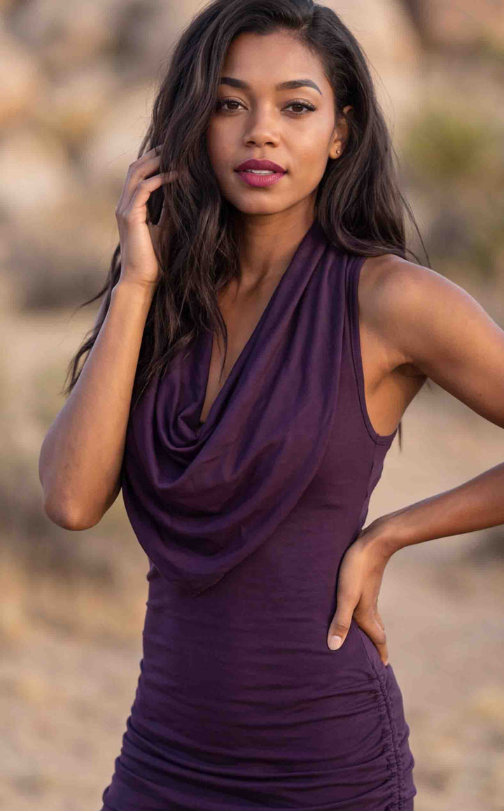 Snipped Purple Bamboo Huntress Cinch Dress
