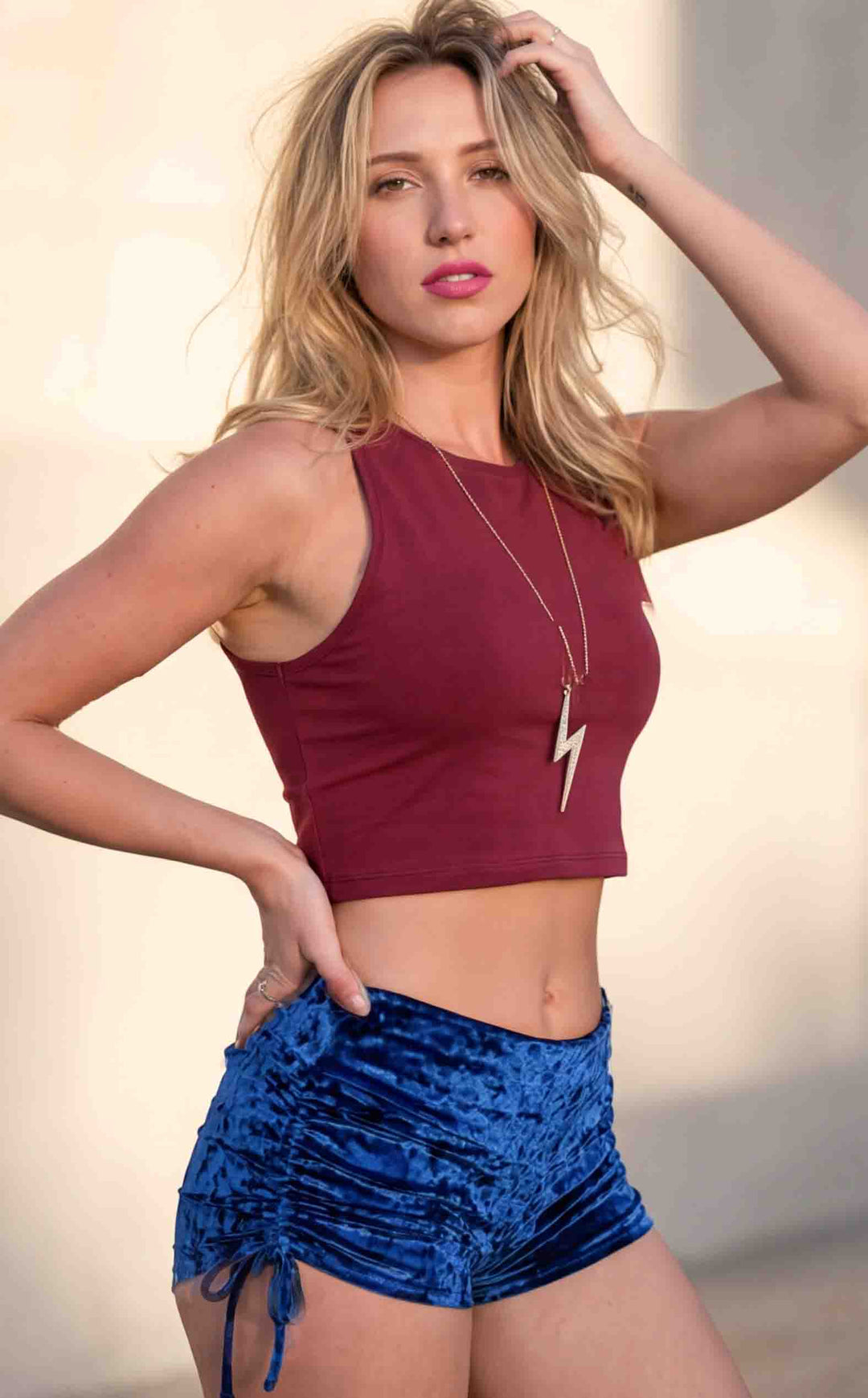 Navy Velvet Cowgirl Shorts