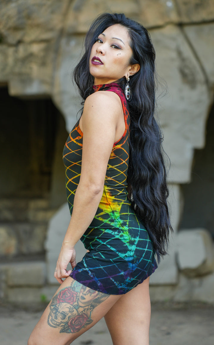 Rainbow Grid Tie Dye Dyna Dress
