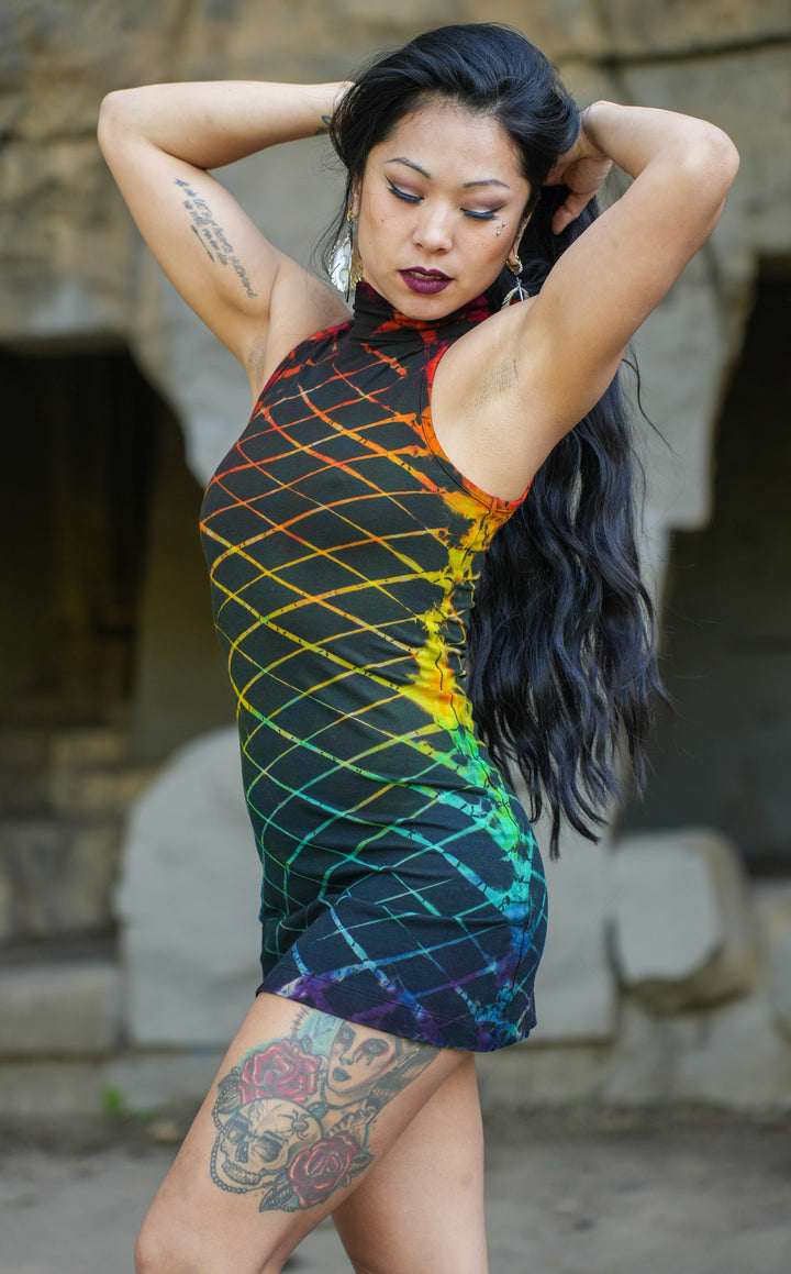 Rainbow Grid Tie Dye Dyna Dress