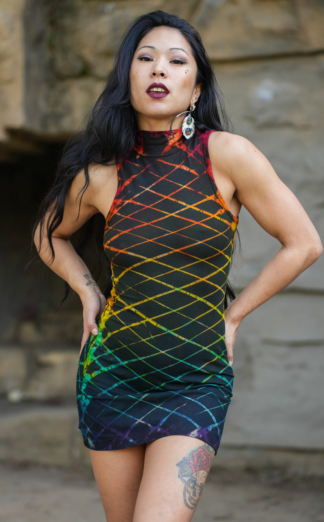 Rainbow Grid Tie Dye Dyna Dress