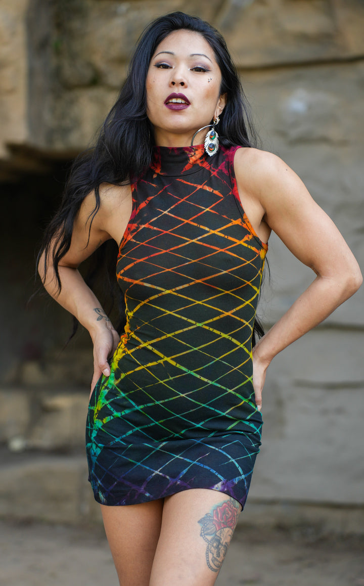 Rainbow Grid Tie Dye Dyna Dress
