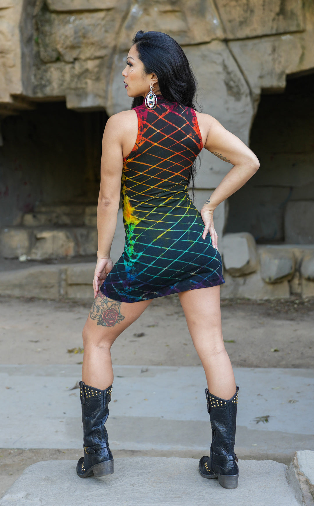 Rainbow Grid Tie Dye Dyna Dress