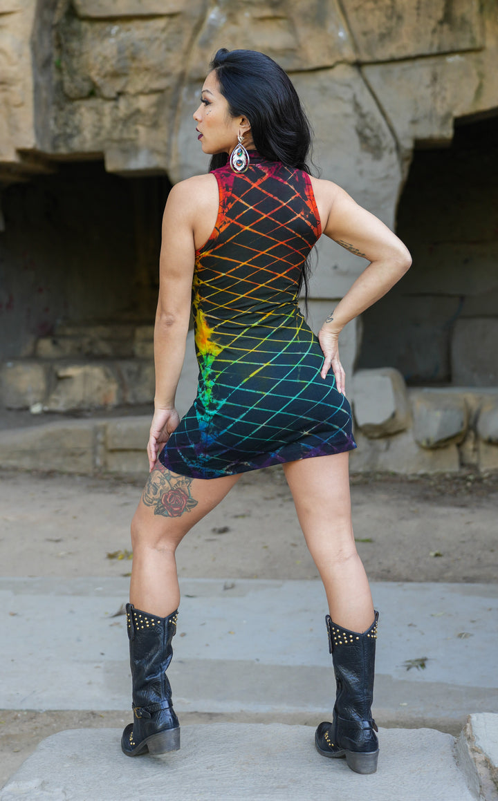 Rainbow Grid Tie Dye Dyna Dress