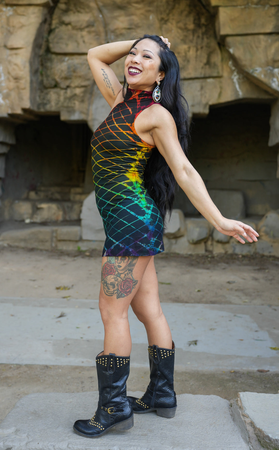 Rainbow Grid Tie Dye Dyna Dress