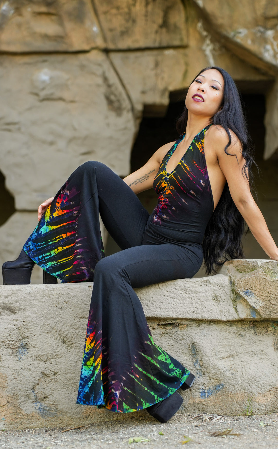 Rainbow Bones Tie Dye Liberty Super Bell Onesie