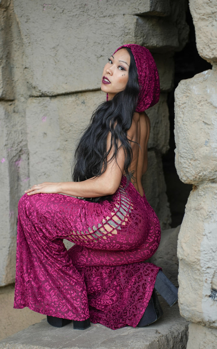 Snip Tease - Ruby Burnout Velvet Mystique Onesie - Limited Edition