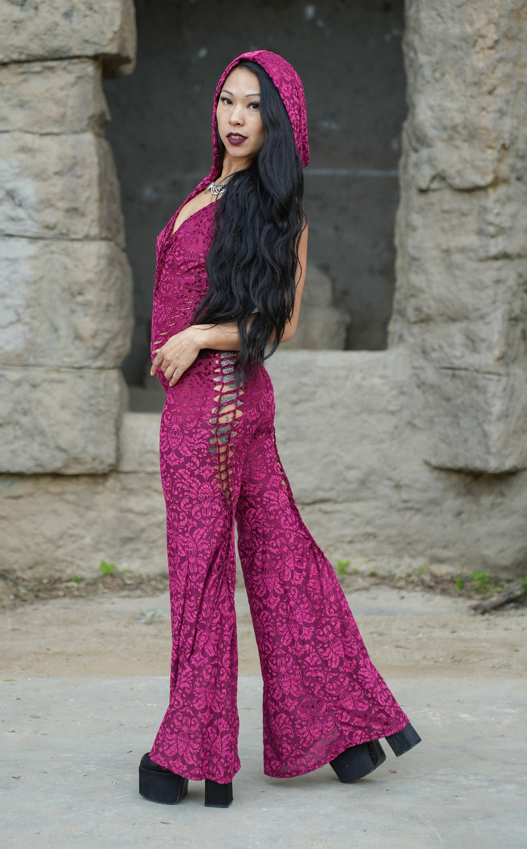 Snip Tease - Ruby Burnout Velvet Mystique Onesie - Limited Edition