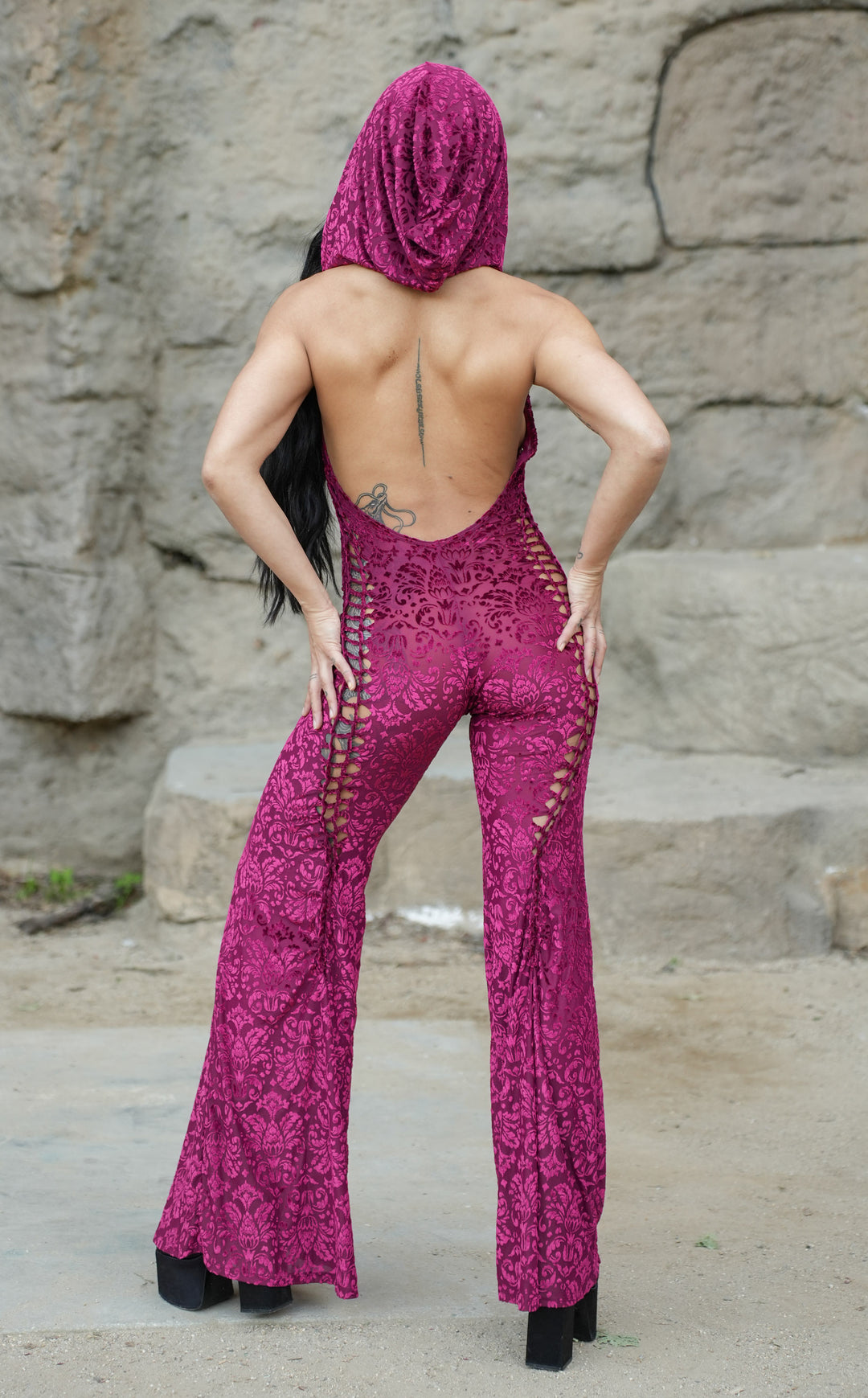 Snip Tease - Ruby Burnout Velvet Mystique Onesie - Limited Edition
