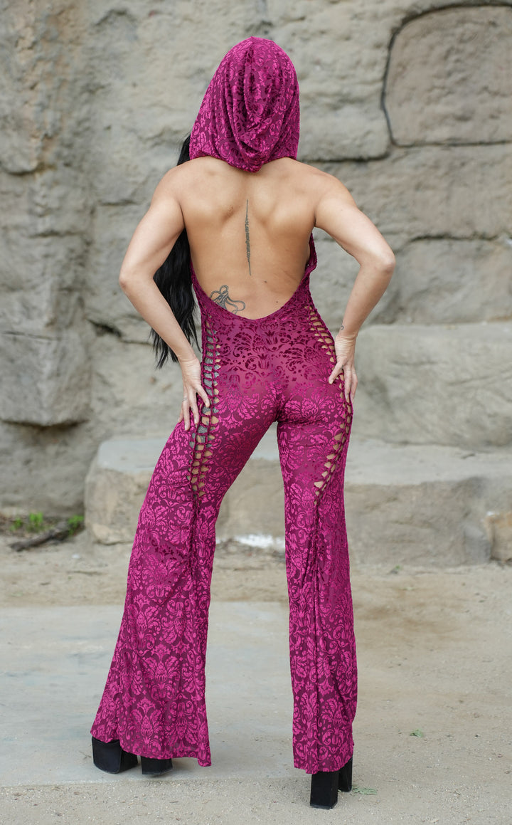 Snip Tease - Ruby Burnout Velvet Mystique Onesie - Limited Edition