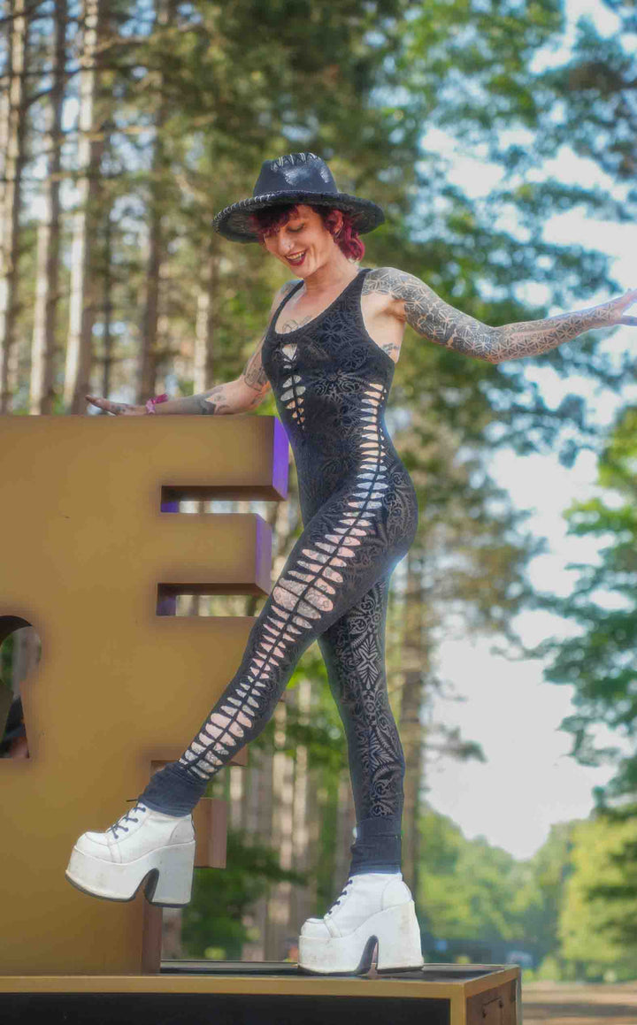 Black Burnout Panther Ladyhawke Onesie x Sniptease