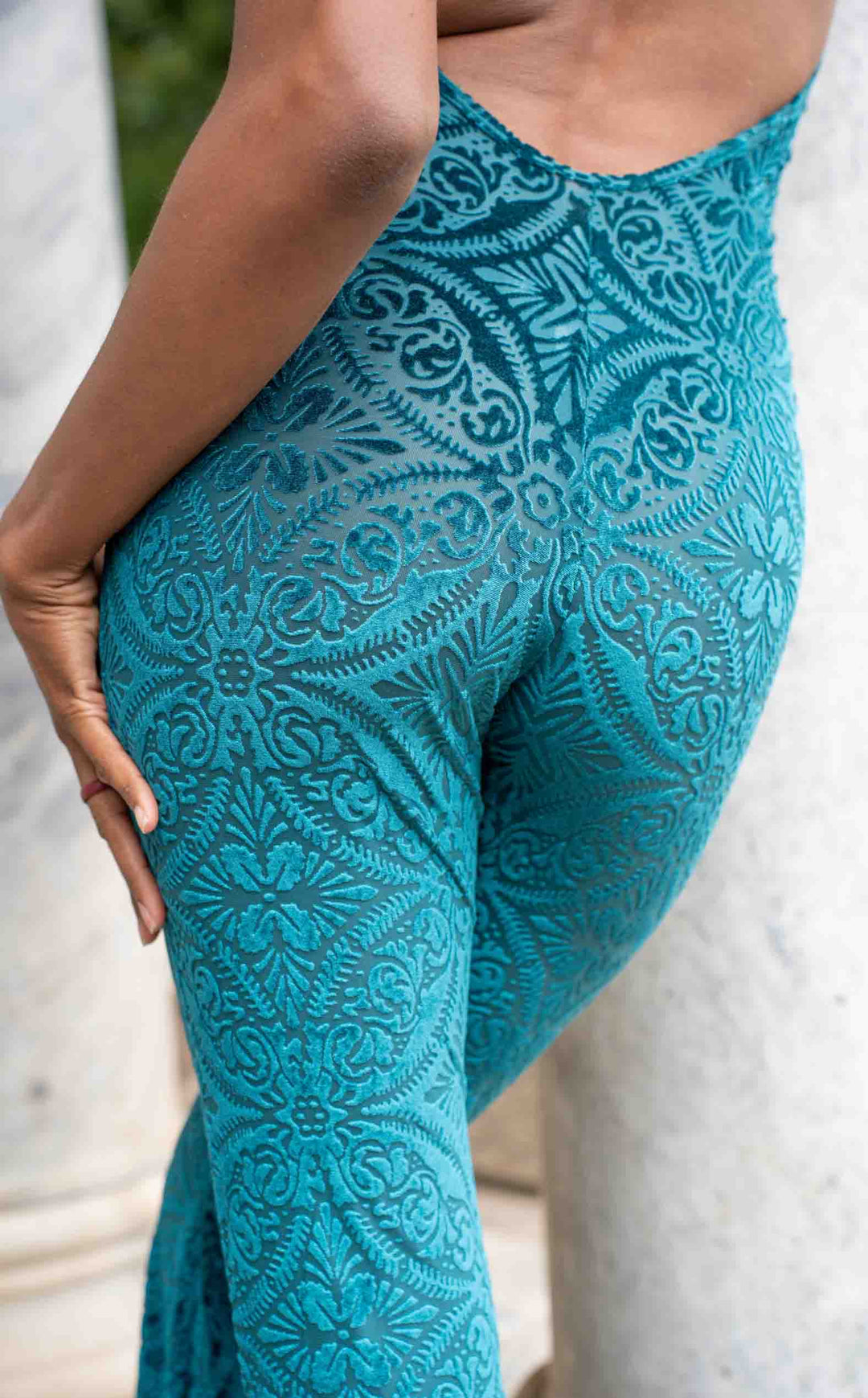 Deep Teal Burnout Velvet Liberty Super Bell Onesie