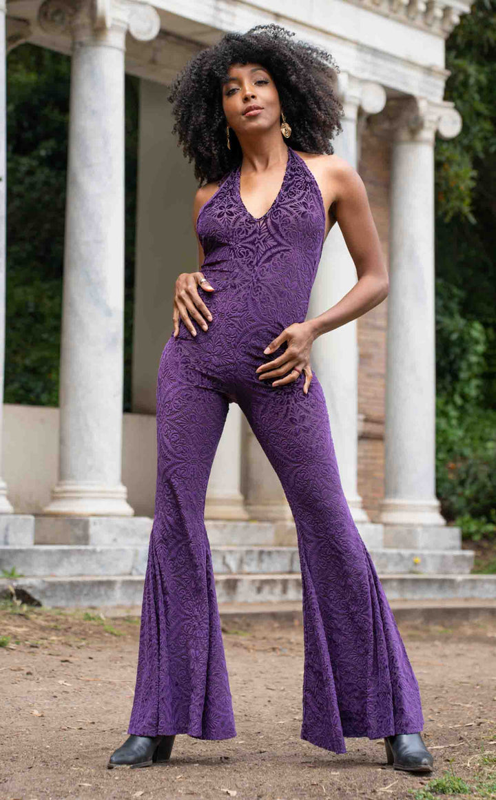 Purple Burnout Velvet Liberty Super Bell Onesie