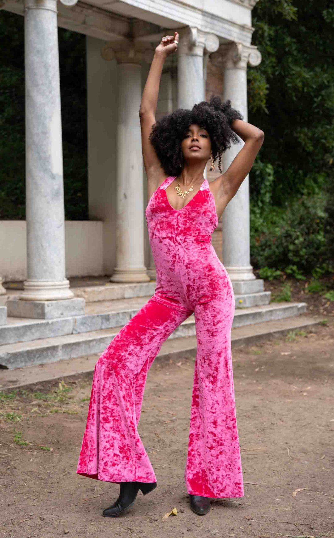 Electric Rose Velvet Tigra Jumpsuit