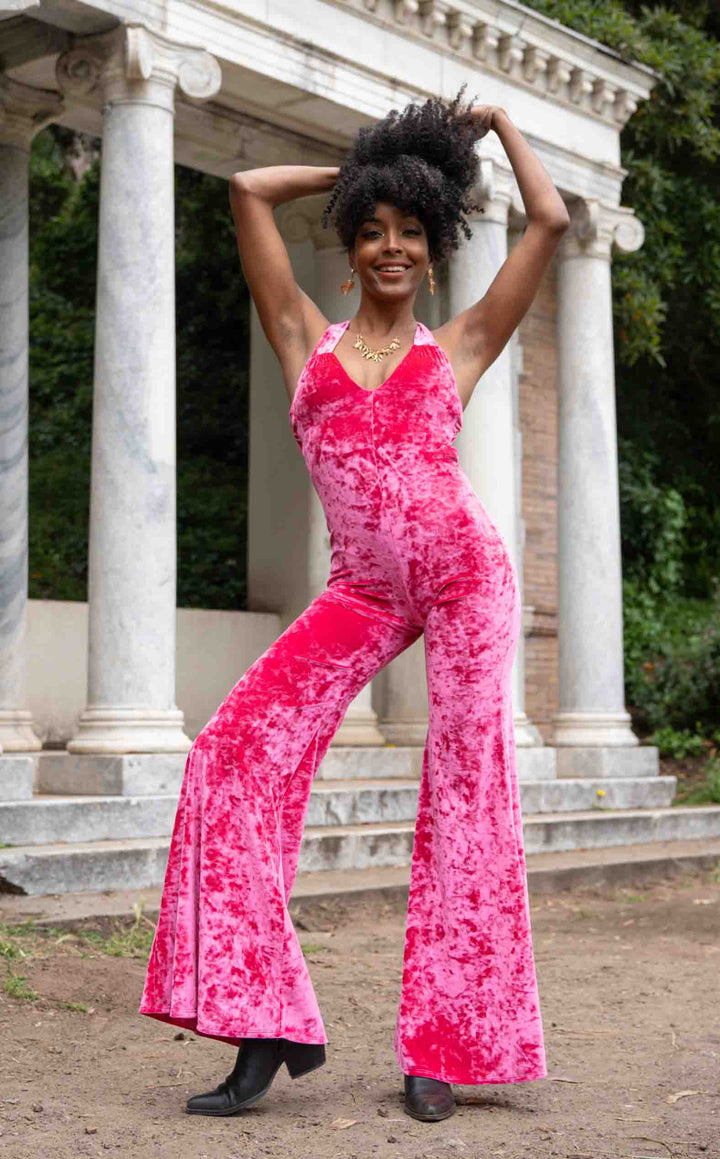 Electric Rose Velvet Tigra Jumpsuit