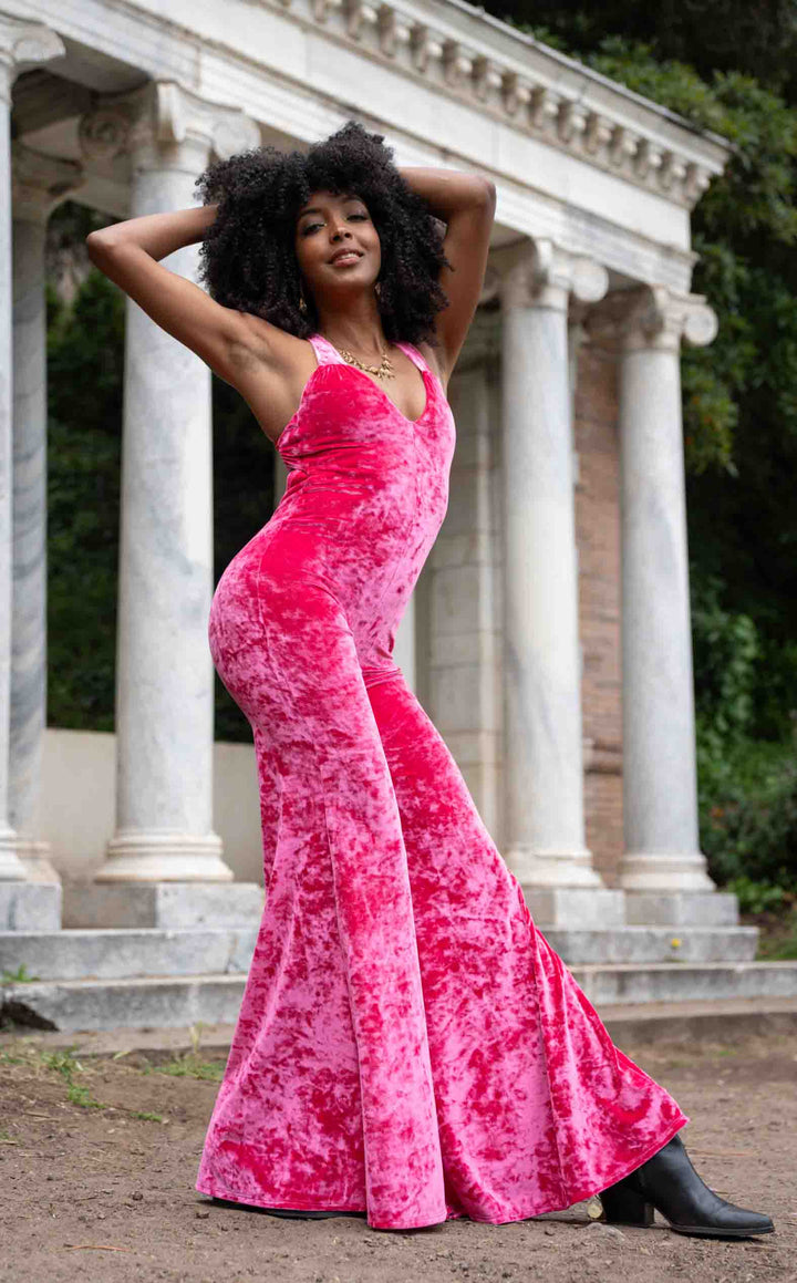 Electric Rose Velvet Tigra Jumpsuit