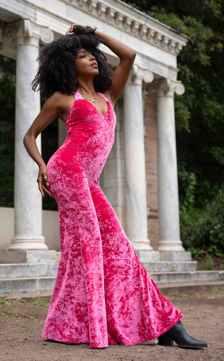 Electric Rose Velvet Tigra Jumpsuit