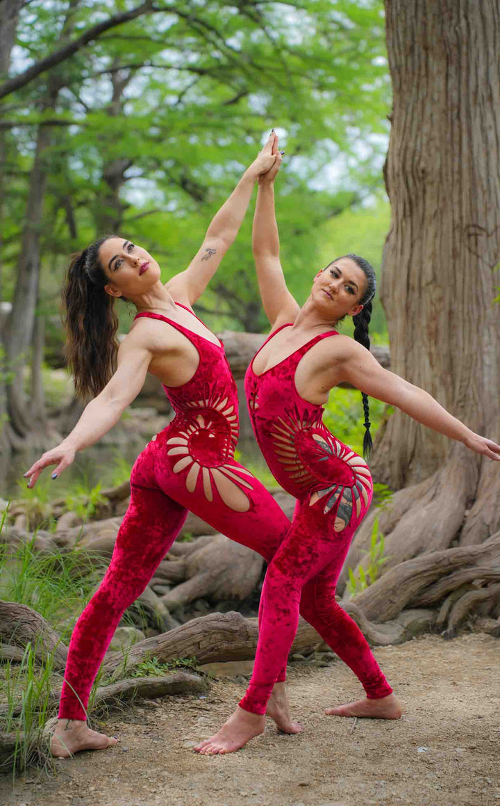 Red Velvet Swirl Cut Panther Ladyhawke Onesie x Sniptease