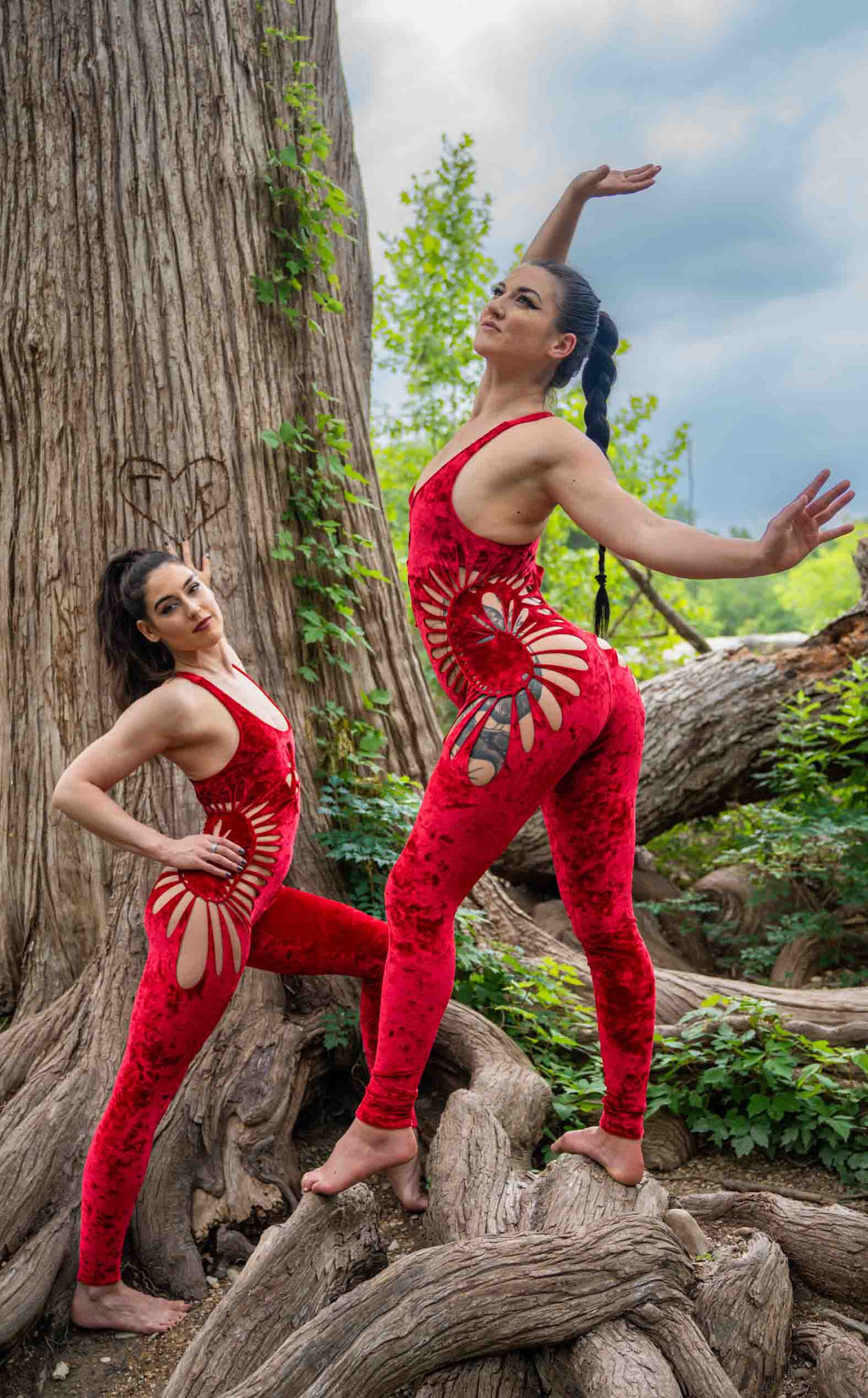 Red Velvet Swirl Cut Panther Ladyhawke Onesie x Sniptease