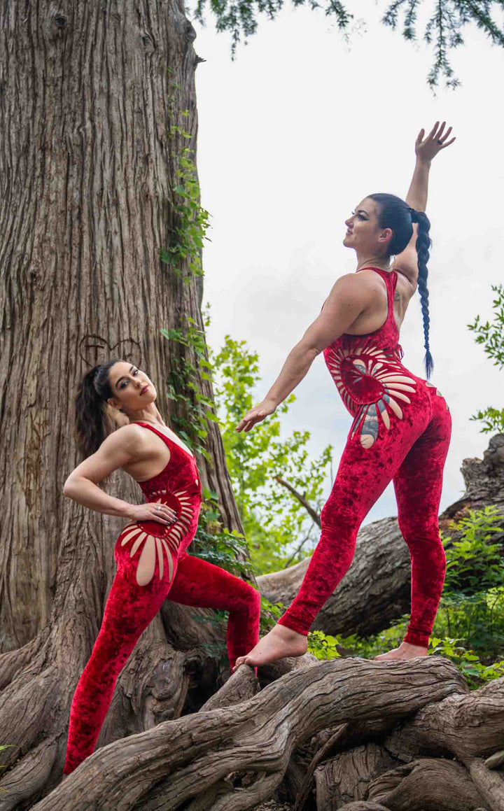 Red Velvet Swirl Cut Panther Ladyhawke Onesie x Sniptease