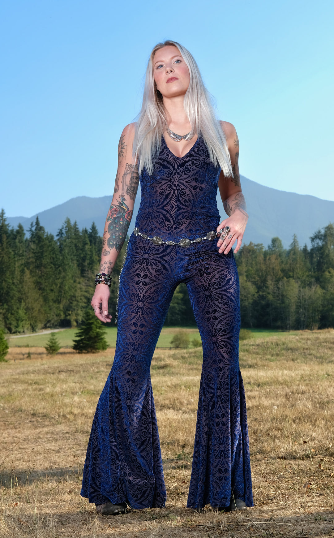 Ocean Burnout Velvet Liberty Super Bell Onesie