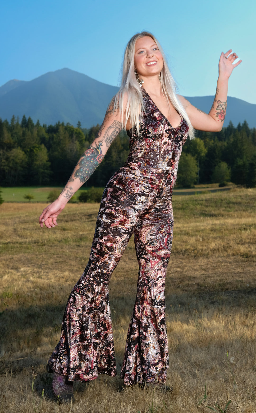 Rosè Burnout Velvet Liberty Super Bell Onesie