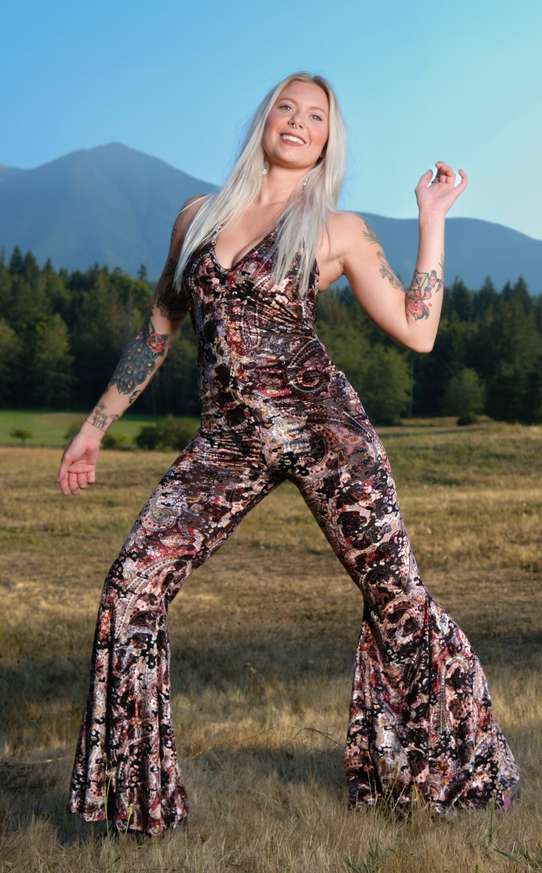 Rosè Burnout Velvet Liberty Super Bell Onesie