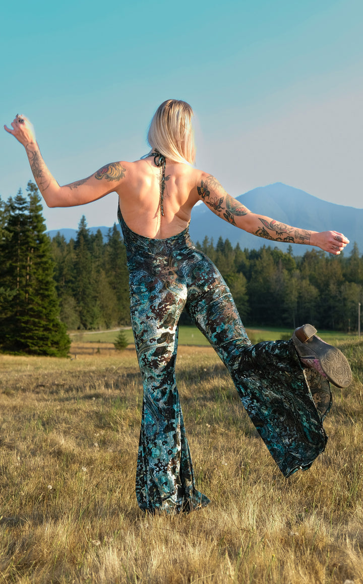 Emerald Burnout Velvet Liberty Super Bell Onesie