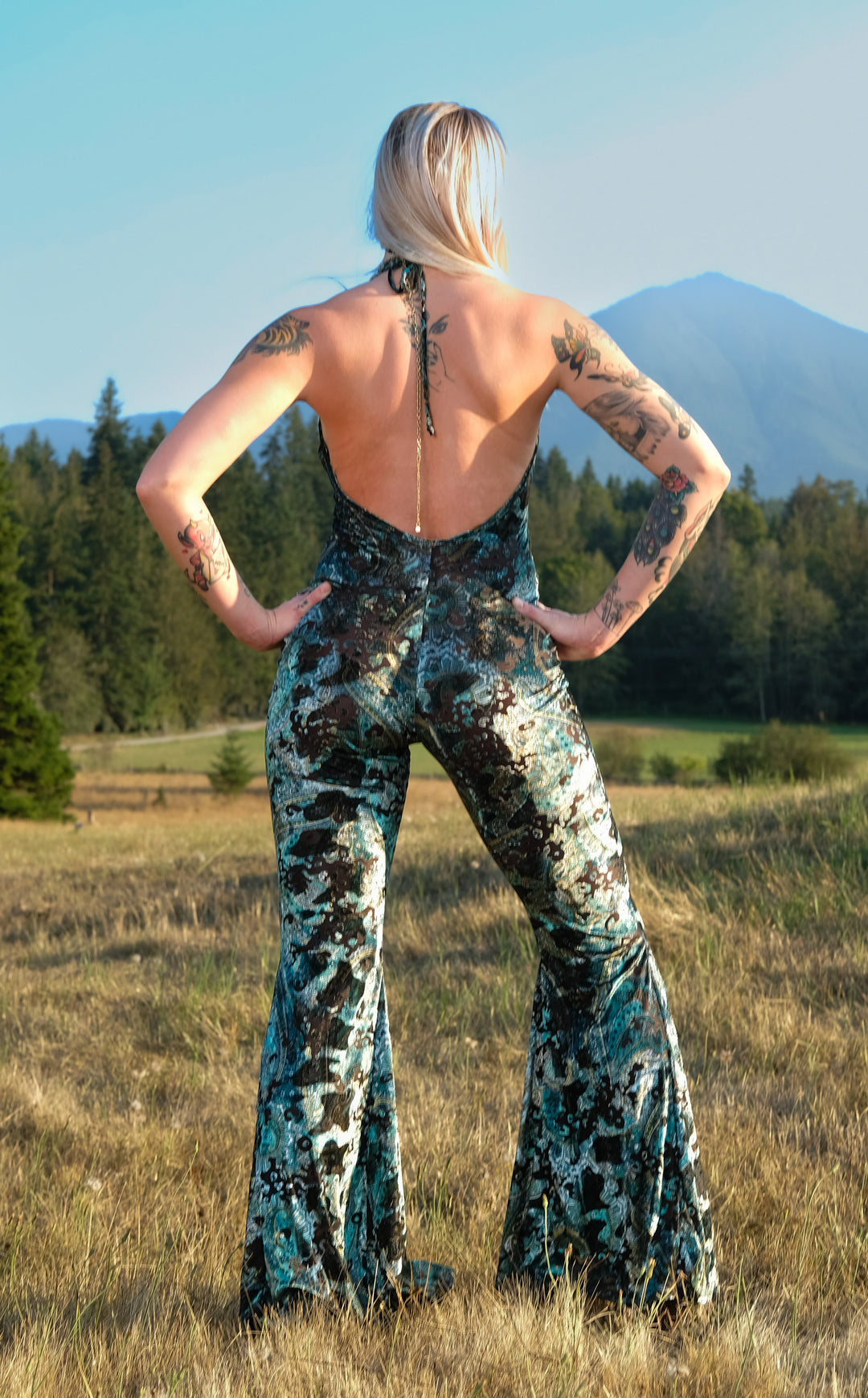 Emerald Burnout Velvet Liberty Super Bell Onesie