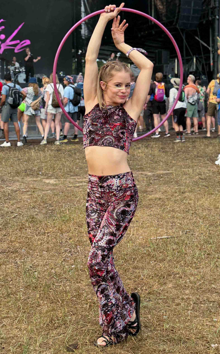 Ruby Paisley Burnout Velvet Slim Bells
