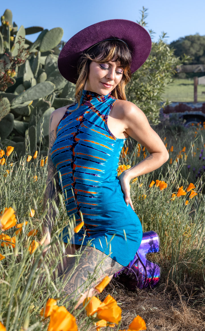 Teal Bones Tie Dye Dyna Dress