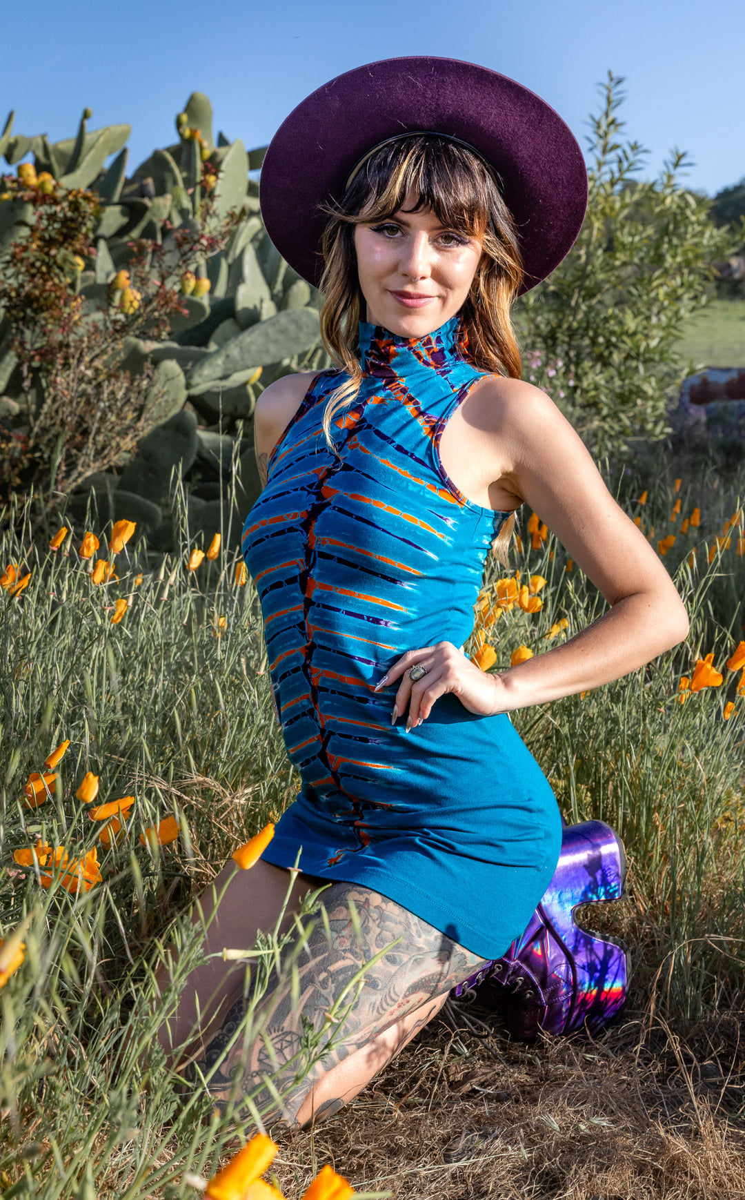 Teal Bones Tie Dye Dyna Dress