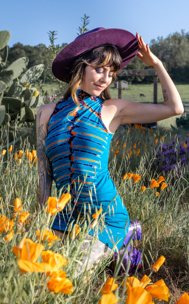 Teal Bones Tie Dye Dyna Dress