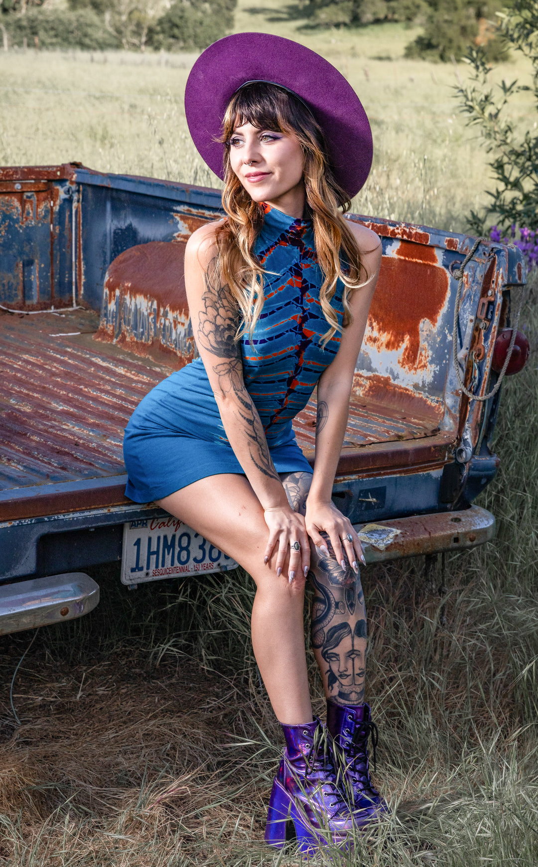 Teal Bones Tie Dye Dyna Dress