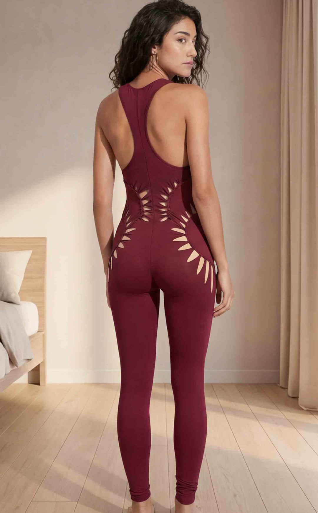 Maroon Bamboo Swirl Cut Panther Onesie - Snip Tease