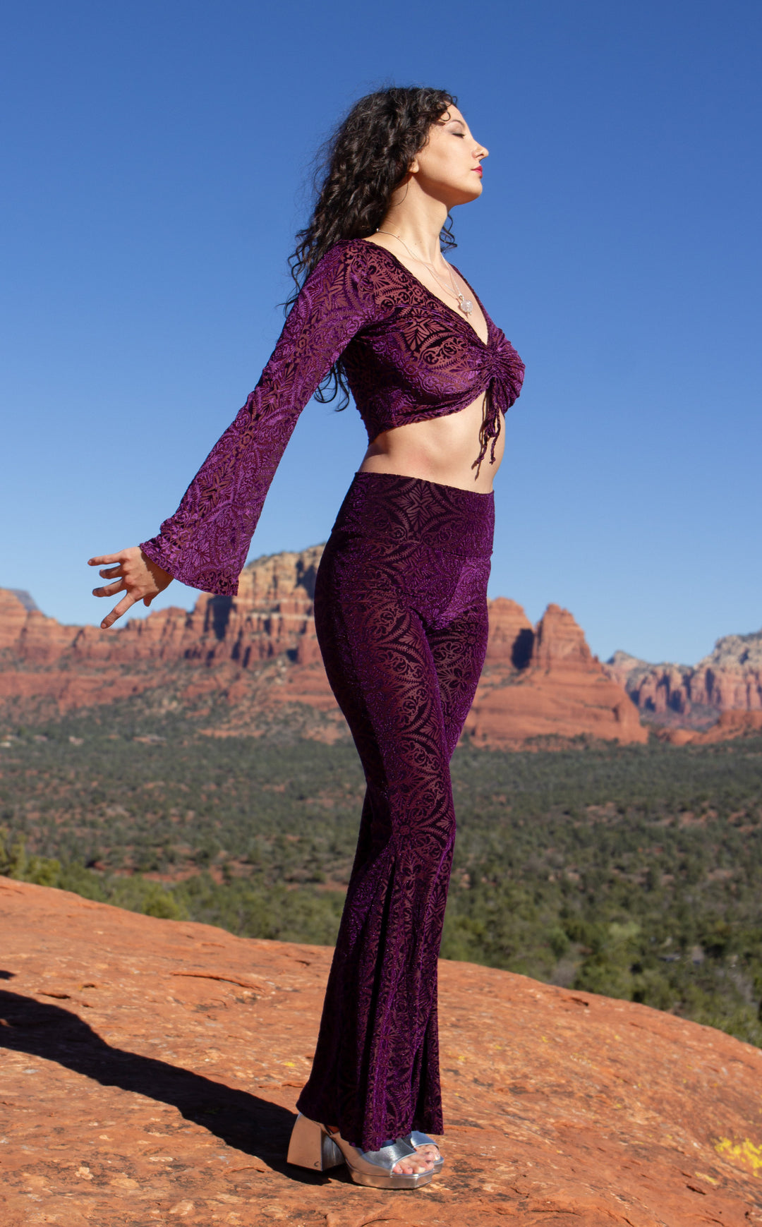 Maroon Burnout Velvet Super Bells