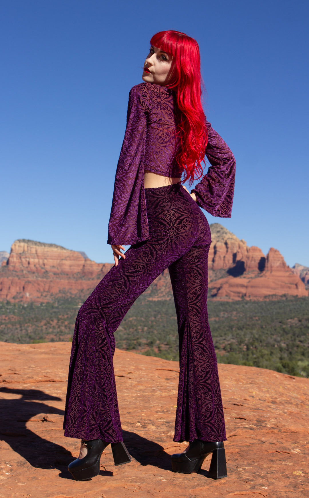 Maroon Burnout Velvet Super Bells