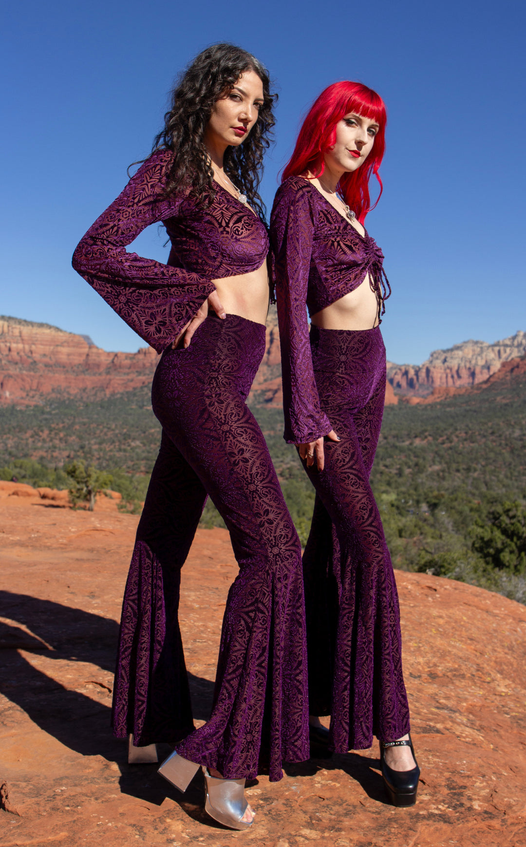 Maroon Burnout Velvet Super Bells