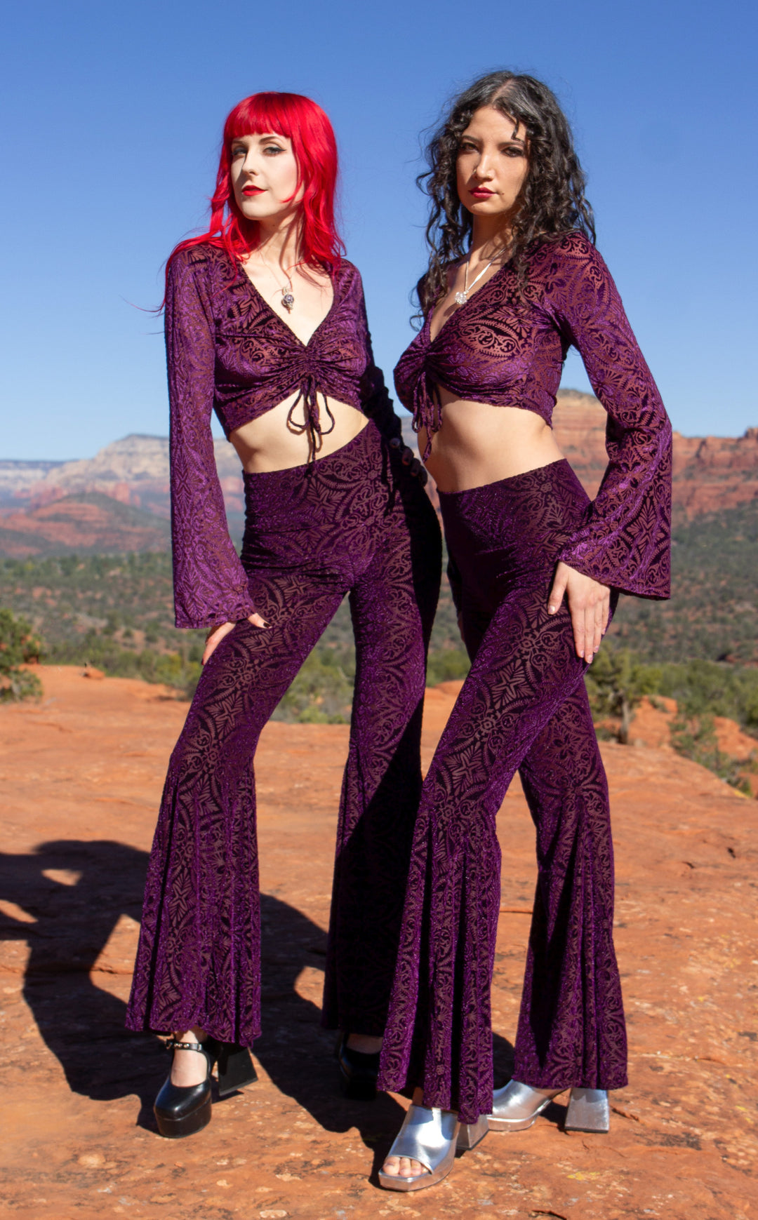 Maroon Burnout Velvet Super Bells