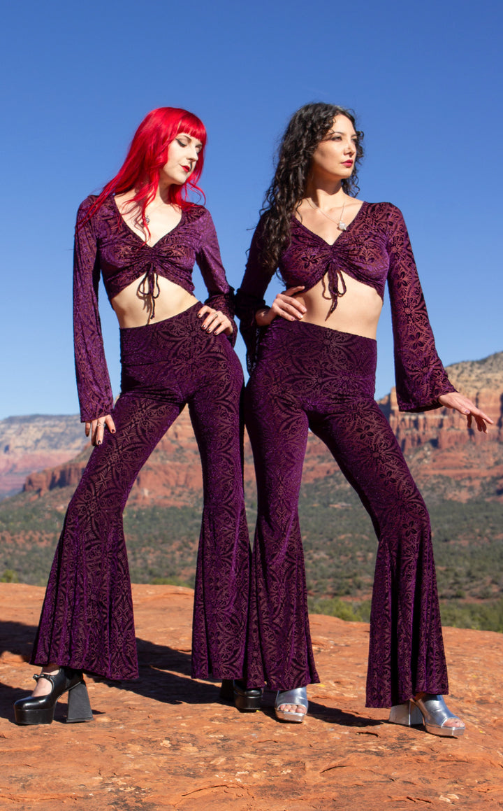 Maroon Burnout Velvet Super Bells