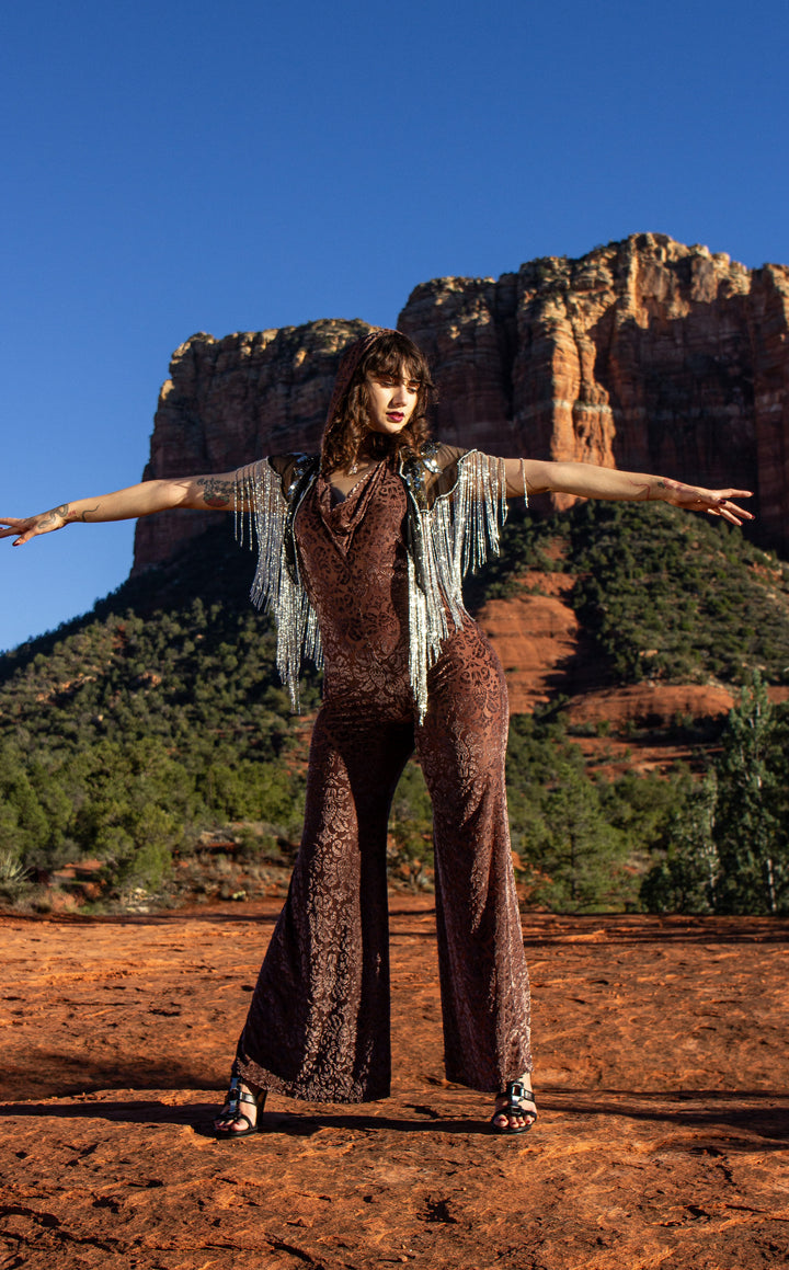 Cocoa Burnout Velvet Mystique Onesie