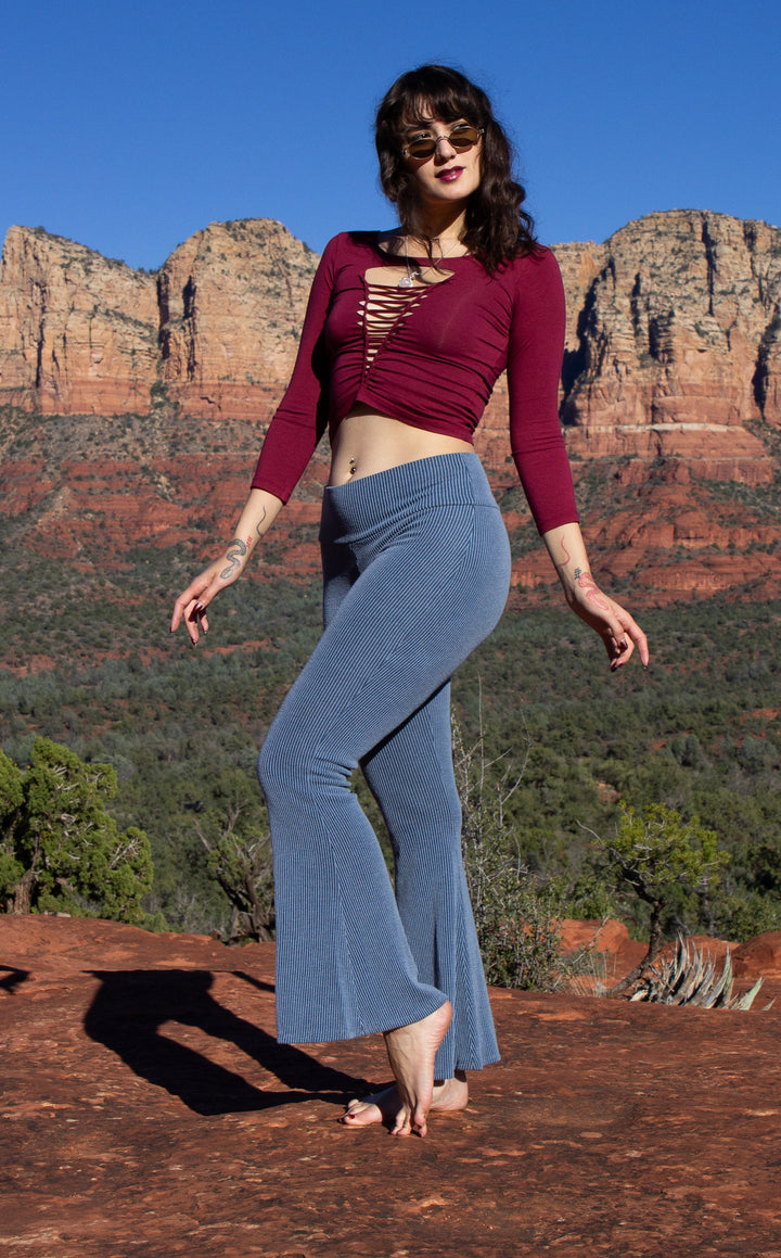 Baby Blue Ribbed Slim Bells