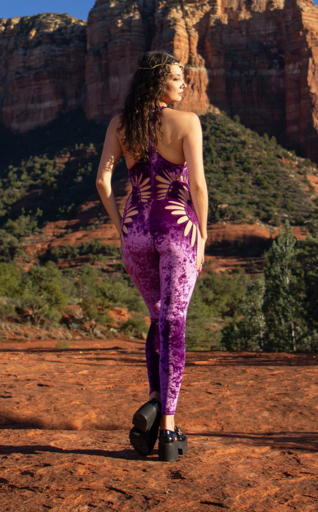 Violet Velvet Swirl Cut Panther Ladyhawke Onesie x Sniptease