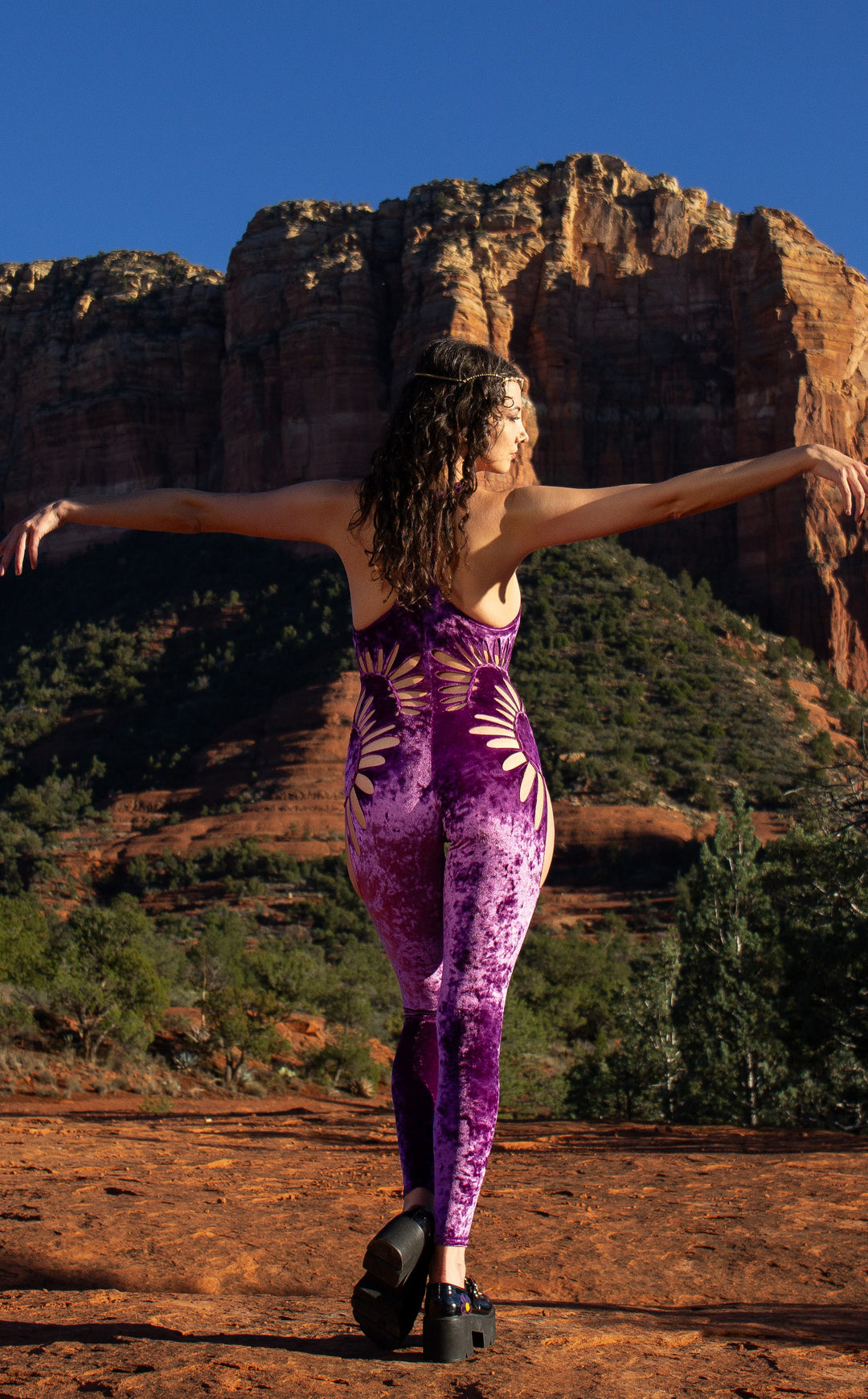 Violet Velvet Swirl Cut Panther Ladyhawke Onesie x Sniptease