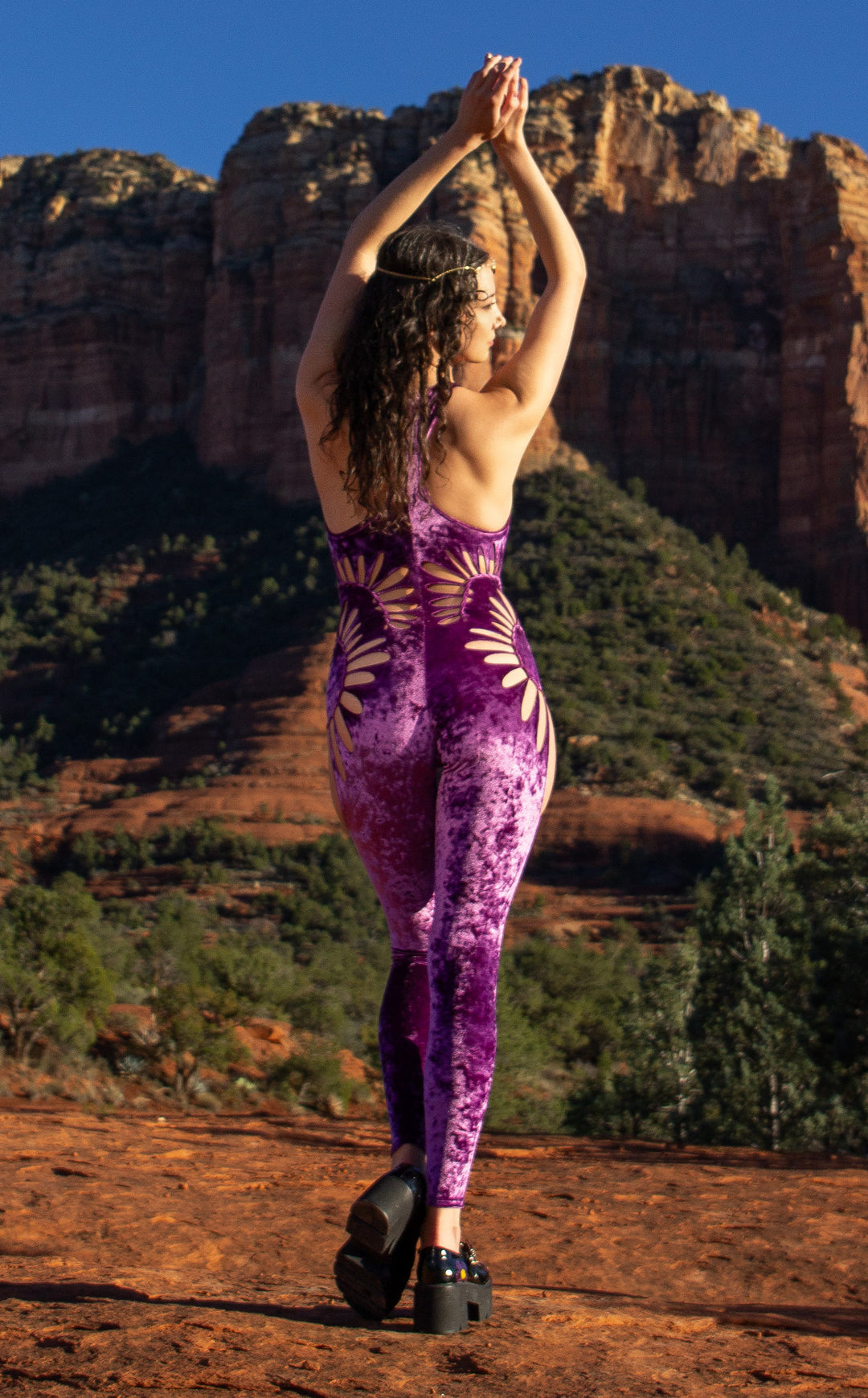 Violet Velvet Swirl Cut Panther Ladyhawke Onesie x Sniptease