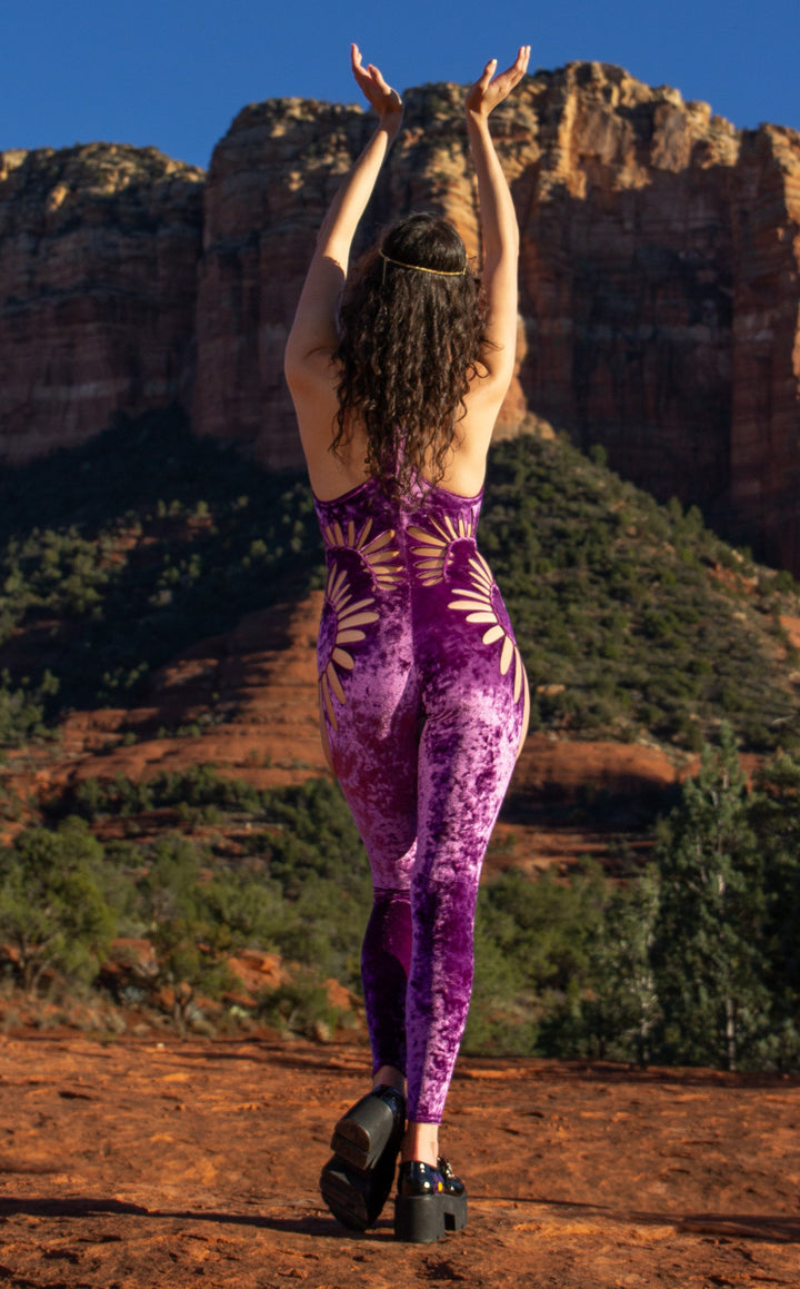 Violet Velvet Swirl Cut Panther Ladyhawke Onesie x Sniptease