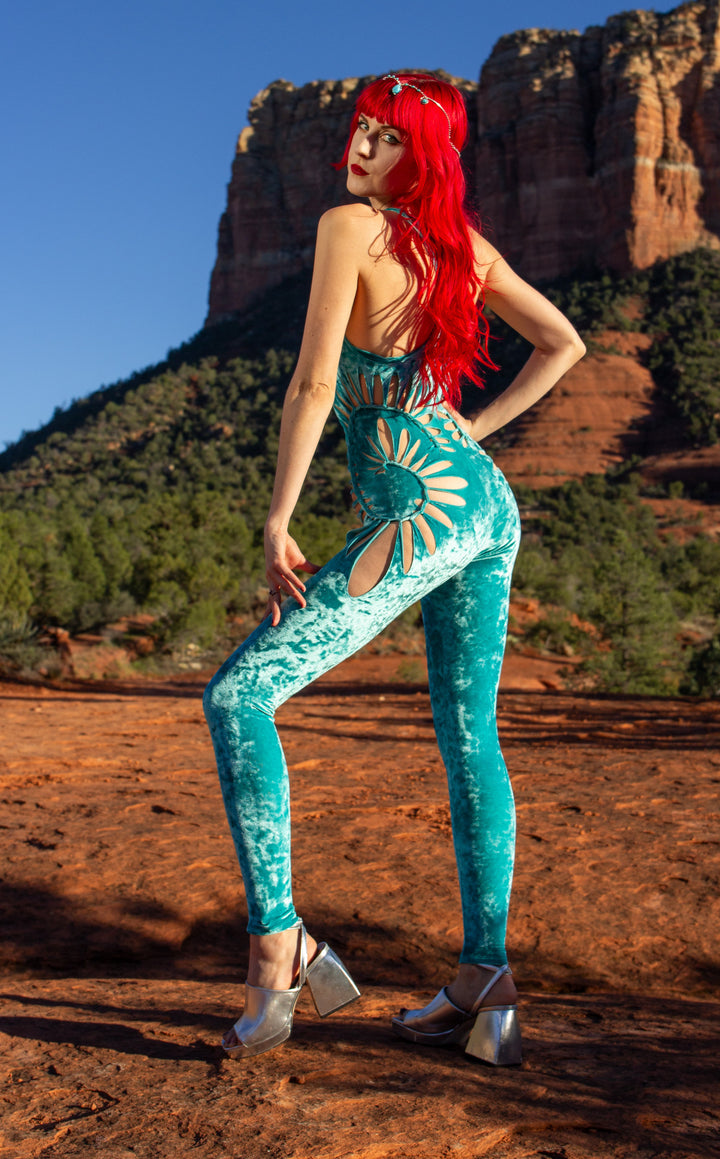 Sea Foam Velvet Swirl Cut Panther Ladyhawke Onesie x Sniptease