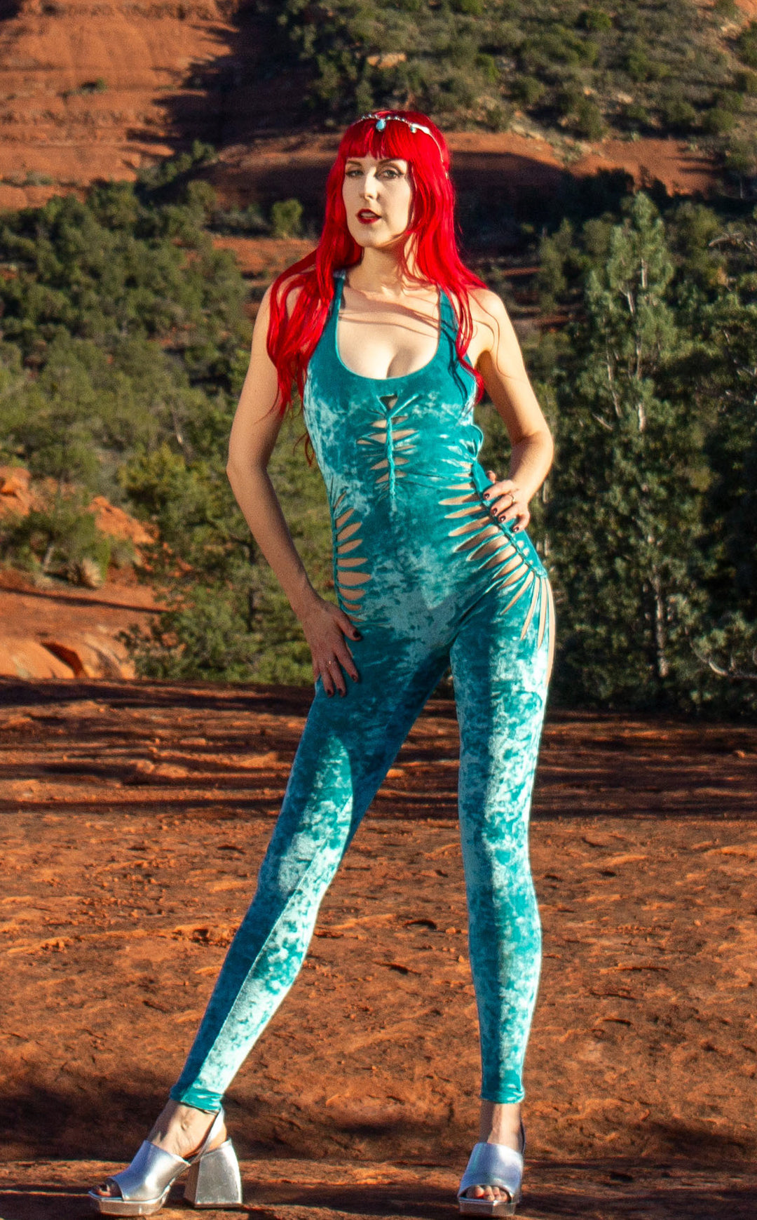 Sea Foam Velvet Swirl Cut Panther Ladyhawke Onesie x Sniptease