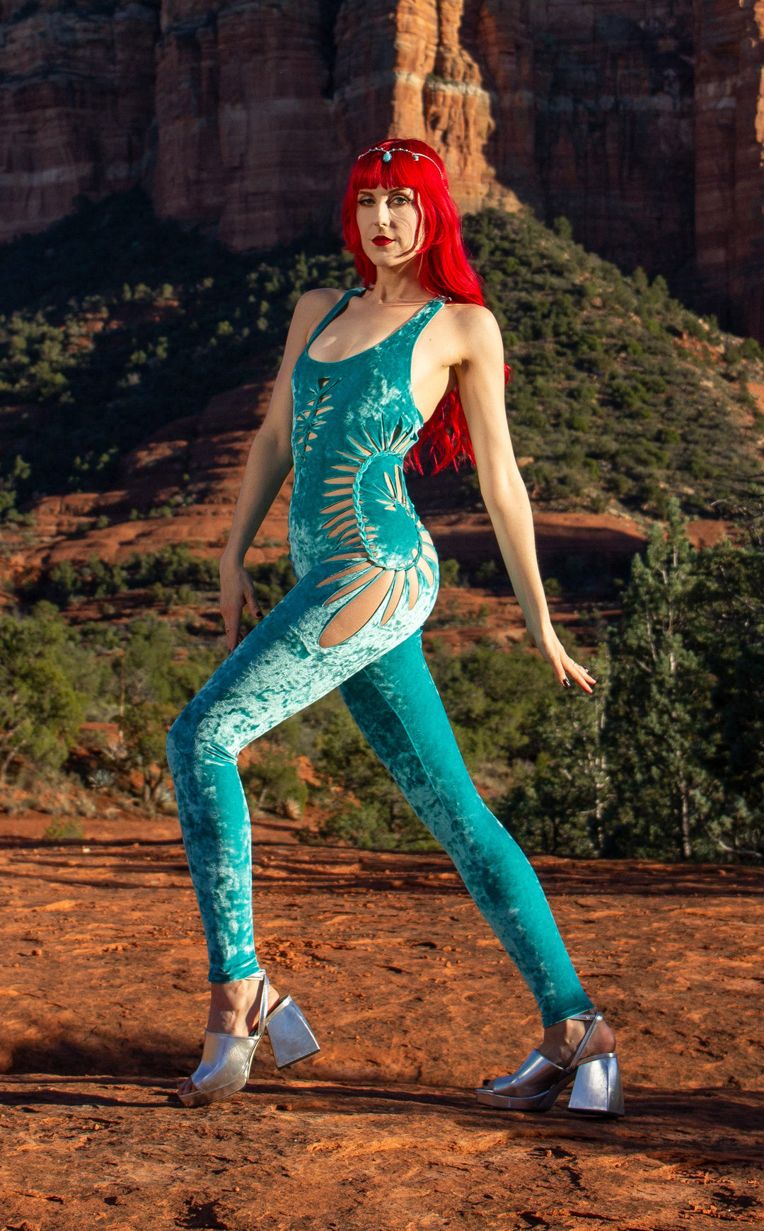 Sea Foam Velvet Swirl Cut Panther Ladyhawke Onesie x Sniptease
